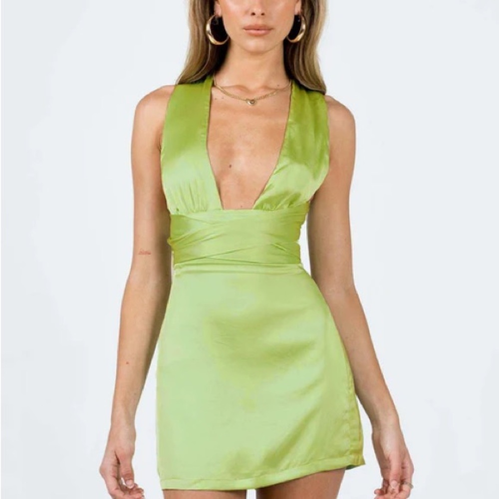 Princess Polly Green Satin Mini dress